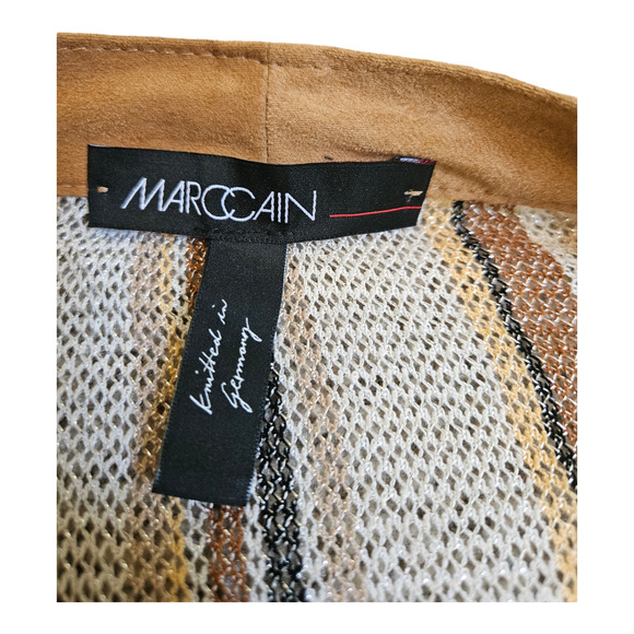 Marc Cain Size N1/ US Size 4 Short Sleeve Striped Open Cardigan - Picture 2 of 9